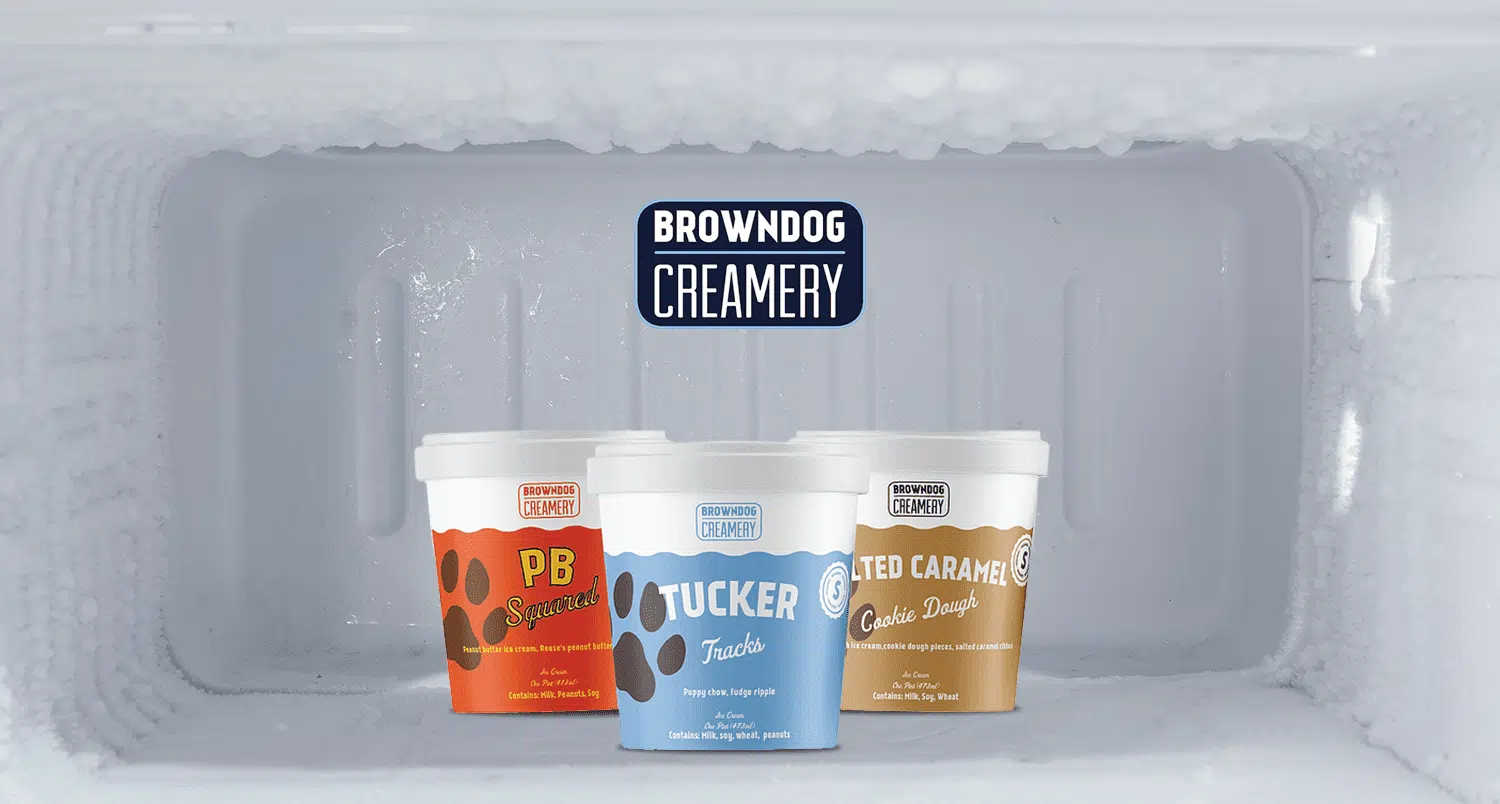 Browndog Creamery hält es mit Etiketten für Gefriertruhen kühl