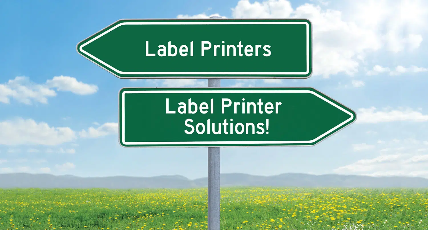 What is the difference between a label printer and a label printing solution?